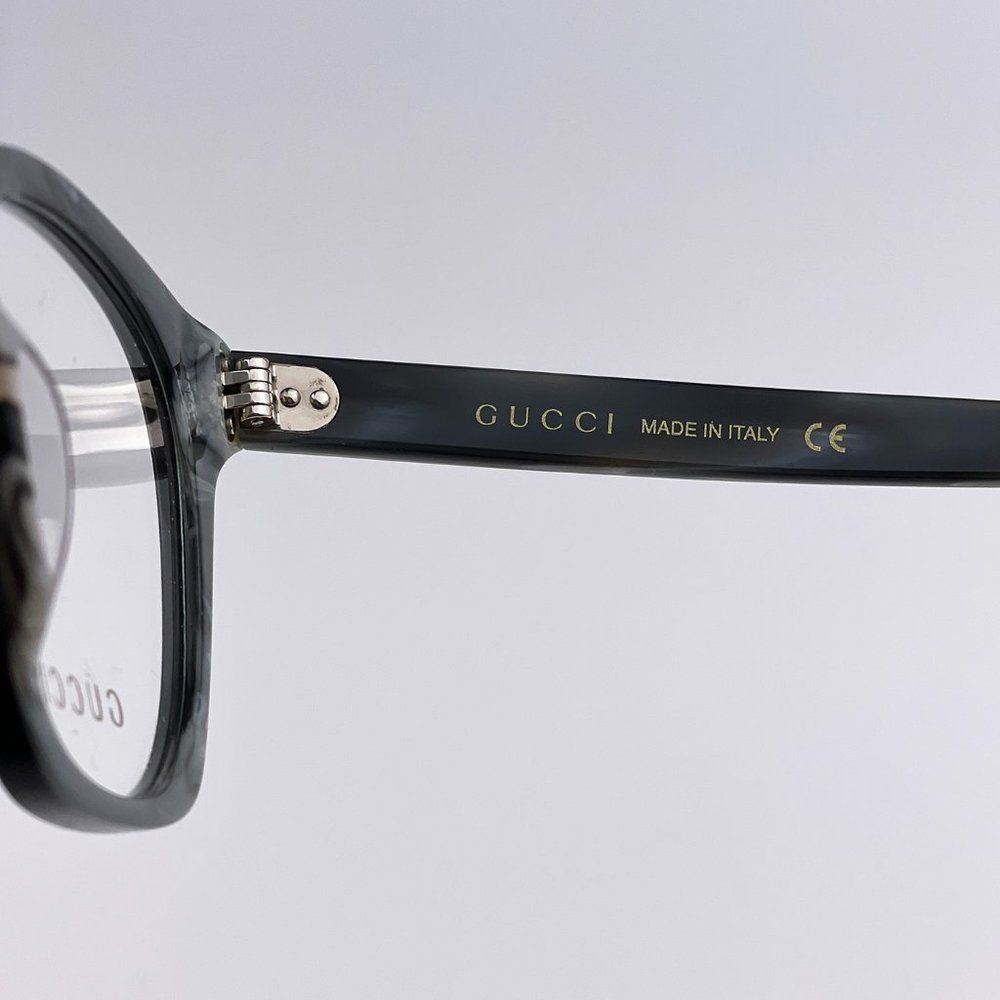 🔥 GUCCI Logo GG0572O 009 Eyeglasses Black Gray Square Unisex - Picture 6 of 11